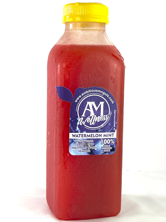 Watermelon Mint Lemon Limeade 16 oz w/ St. Lucian purple seamoss